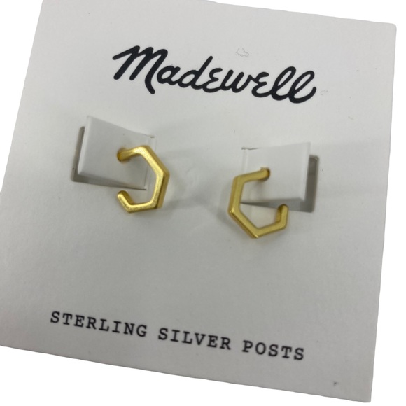 Madewell | Hexagon Mini Hoop Earrings In Vintage Gold New - Picture 7 of 9